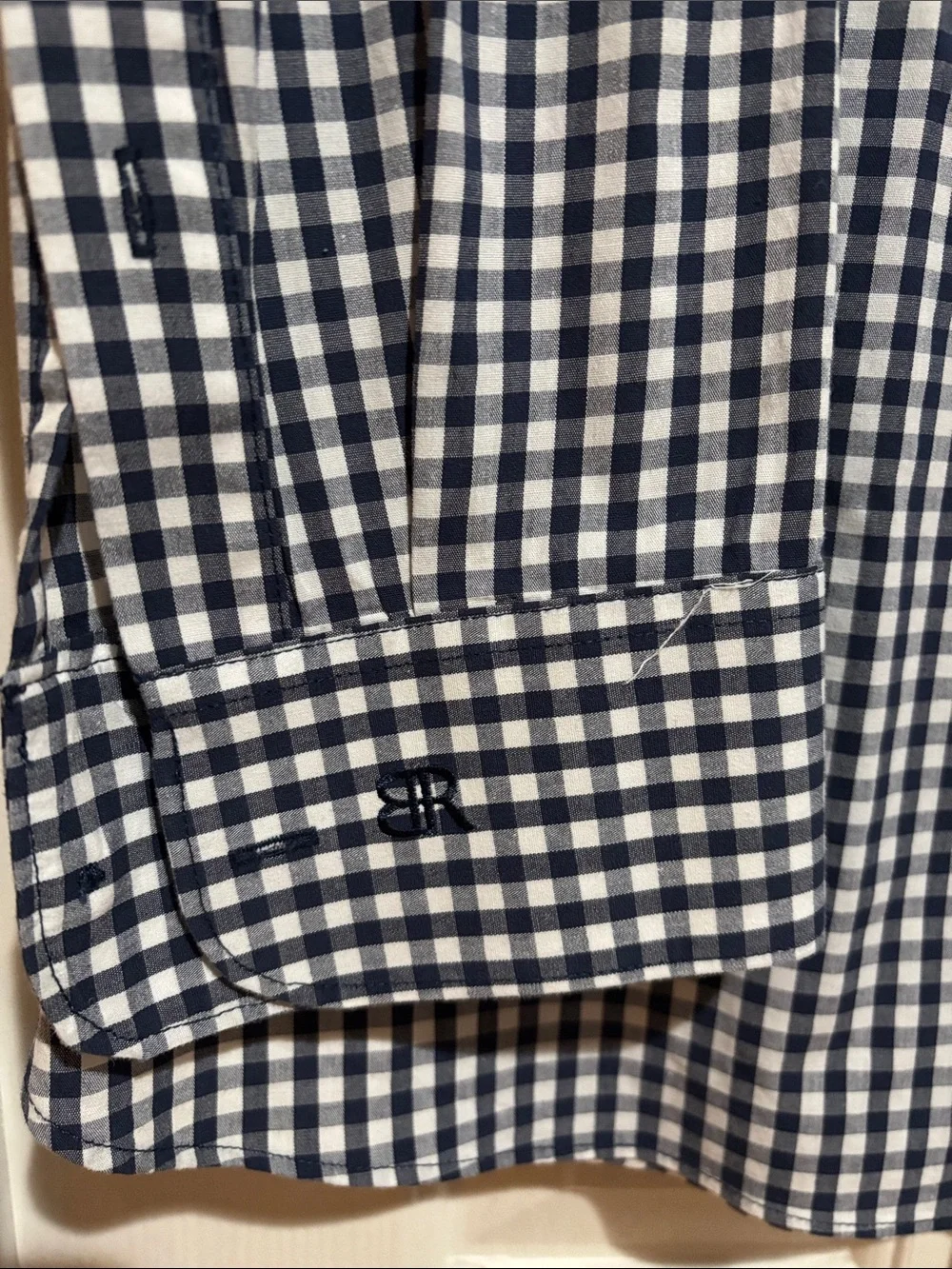 Banana Republic Navy and White Gingham Dress Shirt